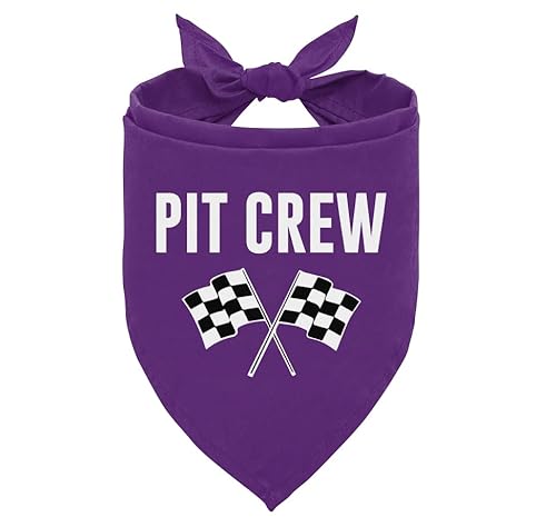 Pit Crew Hundehalstuch, Rennwagen-Flagge, Hundehalstuch, kariertes Hundehalstuch, Haustier-Hunde-Dreieckstuch, violettes Hundehalstuch, lustiges süßes Hundehalstuch, Hundehalstuch, für kleine von corner wind