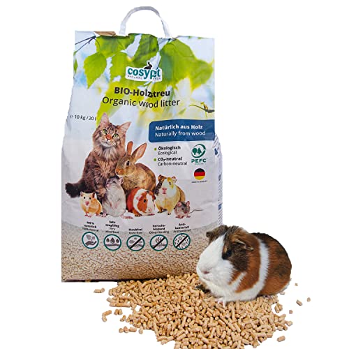 COSYPET Einstreu Pellets für Kaninchen, Hamster, Nager + Katzen [100% Bio + Natürlich] – saugstark + geruchsbindend – Nicht klumpende Holzstreu (Pellets, 20 l = 10 kg) von cosypet NATURAL LITTER