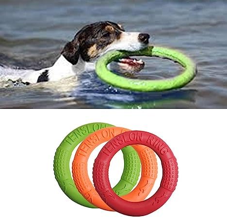 courti Premium Qualität Haustier Ring Training Übung Ringe Outdoor-Spielzeug, interaktive saubere Zähne multifunktionale Biss Kauen Ultraleicht tragbare Bewegung für Hundewelpen von courti