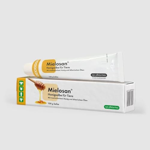 cp-pharma Mielosan Honigsalbe | 100 g | Hautpflege für Tiere | Medizinischer Honig und ätherische Öle in fettiger Salbengrundlage | Zur hygienischen Regeneration gereizter Haut von cp-pharma