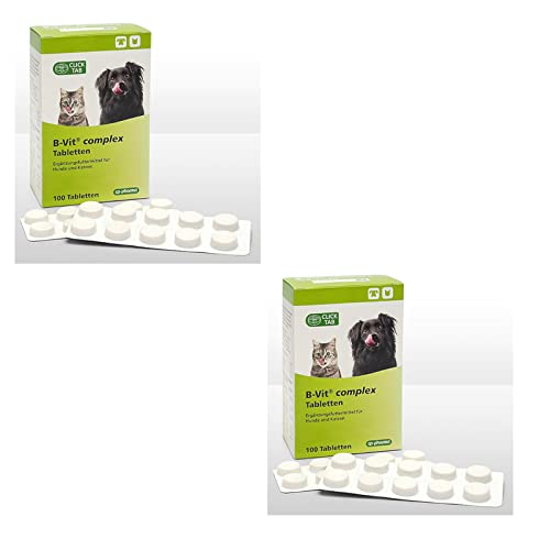 cp-pharma B-VIT Complex Tabletten | Doppelpack | 2 x 100 Tabletten | Ergänzungsfuttermittel für Hunde und Katzen | Kann dabei helfen ein Mangel an B-Vitaminen auszugleichen von cp-pharma