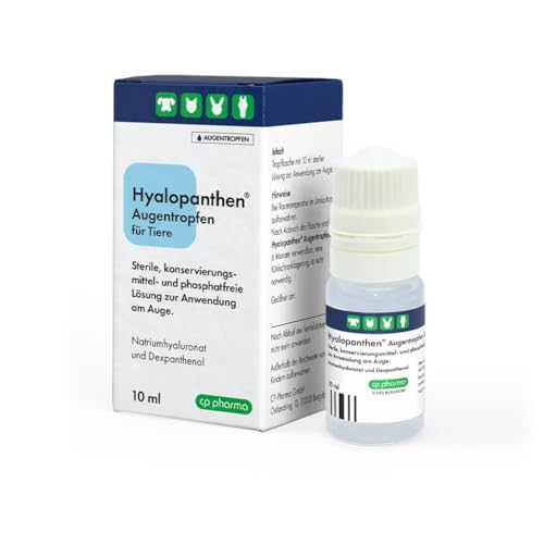 cp-pharma Hyalopanthen Augentropfen | 10 ml | Augentropfen für Tiere | Für empfindliche Augen, für eine langfristige Anwendung sowie zur Anwendung bei vorgeschädigter Hornhaut von cp-pharma