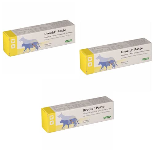 cp-pharma Urocid Paste | 3er Pack | 3 x 100 g | Diät-Ergänzungsfuttermittel für Hunde und Katzen | Bei Blasenbeschwerden | Mit Methionin & Cranberry von cp-pharma