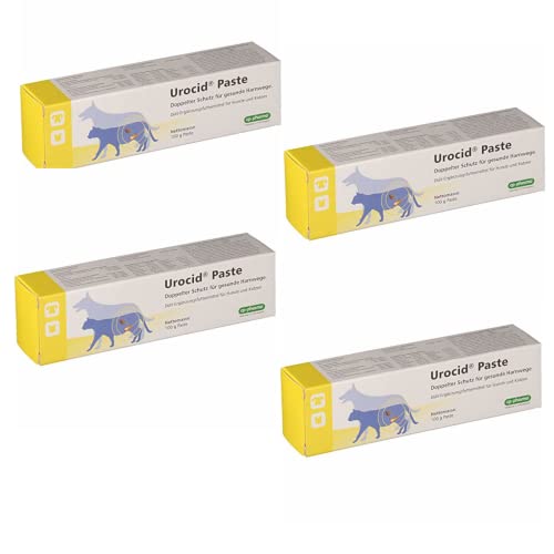 cp-pharma Urocid Paste | 4er Pack | 4 x 100 g | Diät-Ergänzungsfuttermittel für Hunde und Katzen | Bei Blasenbeschwerden | Mit Methionin & Cranberry von cp-pharma