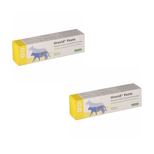 cp-pharma Urocid Paste | Doppelpack | 2 x 100 g | Diät-Ergänzungsfuttermittel für Hunde und Katzen | Bei Blasenbeschwerden, Struvitsteinen mit Methionin & Cranberry von cp-pharma