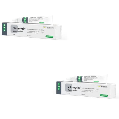 cp-pharma Vitamycin Augensalbe | Doppelpack | 2 x 5g | Augensalbe für Tiere | Kann unterstützend zur Augenpflege beitragen | Kann dabei helfen den Tränenfilm zu verbessern von cp-pharma