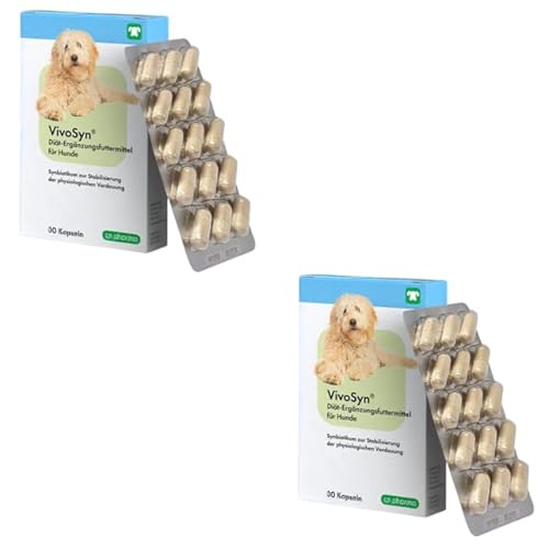 cp-pharma VivoSyn | Doppelpack | 2 x 30 Kapseln | Ergänzungsfuttermittel für Hunde | Zur Stabilisierung Einer physiologischen Verdauung | Hochkonzentriertes Synbiotikum von cp-pharma