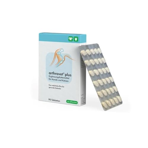 cp-pharma arthrovet Plus | 90 Tabletten | Ergänzungsfuttermittel für Hunde und Katzen | Für die physiologische Funktion der Gelenke und den Knochenaufbau von cp-pharma