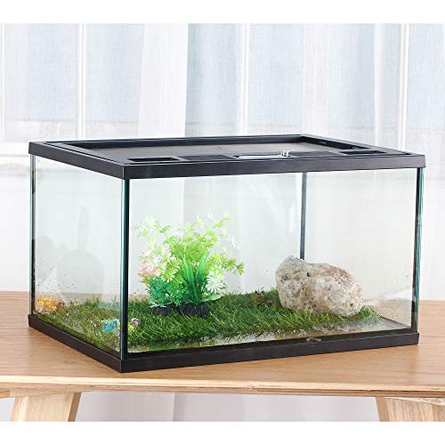 crapelles Frösche Glas-Terrarium Futterset für Reptilien, Amphibien, Insekten, Hörnerfrösche Wasserunkraut / Prairie Stil Habitat mit grünem Kunstrasenpad, natürlicher Vulkangestein von crapelles