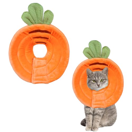 crazy bean Halskrause Katze Weich Leckschutz Hunde Schutzkragen Kegelhalsbänder Verstellbar für Haustiere Genesungshalsband Orangefarbene Karotte Orangefarbene Karotte,L von crazy bean