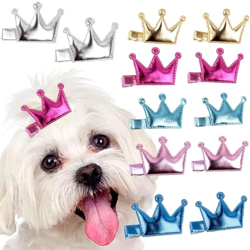 12 Stück (6 Paar) Hundehaarkronen mit Metall-Clips, Haarspangen für Haustiere, Katzen, Haarspangen für Hunde, Welpen, Kronen-Clips, Haustierpflege-Haar-Zubehör für Haustiere von cuhair