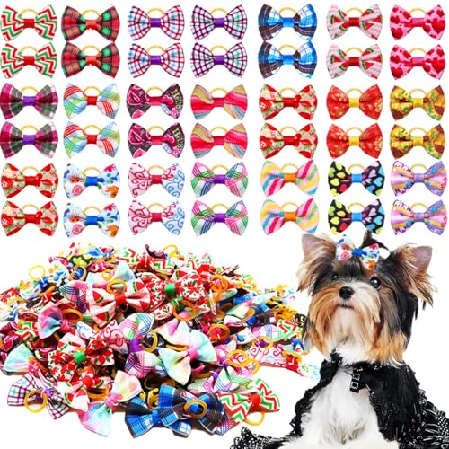 cuhair 10pcs Dog Hair Accessories Bow,Bowknots with Rubber Bands - Topknot Bows Styling for Puppy Yorkshire Teddy Maltese Dog von cuhair