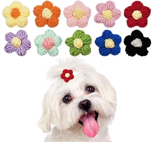 cuhair 10pcs kleine Hundehaarzubehör Bogen, handgemachte Blume mit Metallclip für Hunde Katzen Haustiere tägliche Pflege von cuhair