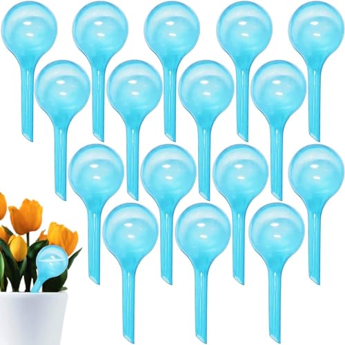 cuhair 10stück Kunststoff Golden Ball Faule Blume Waterer Pflanze Topf Automatische Bewässerung für Geschäftsreisen Automatische Tropfer (Small, Blue) von cuhair