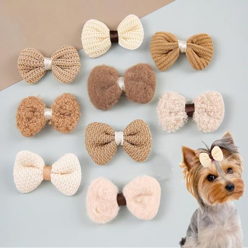 cuhair Haarspange für kleine Hunde, Haar-Accessoires mit Schleife, Chiffon, Schmetterling, für Welpen, weibliche Katzen, Haustiere, tägliche Fellpflege, 10 Farben, 10 Stück von cuhair