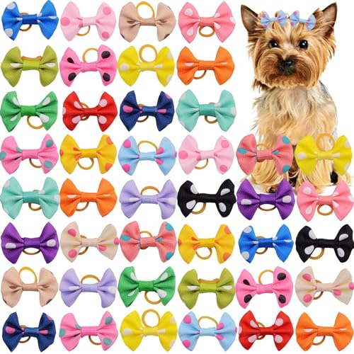 cuhair Hundehaar-Accessoires mit Schleife, Schmetterlings-Haargummis für lange Haare, zotteliger Hund, Teddy, Yorkshire, Malteser, Fellpflege, Party, 20 Stück von cuhair