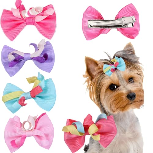 cuhair Niedliche, handgefertigte Hunde-Haarspangen mit Schleifen, rutschfeste Chiffon-Schmetterlings-Haarspangen für Welpen, den täglichen Gebrauch, Katzen, Haustiere, Fellpflege, Party-Zubehör, von cuhair