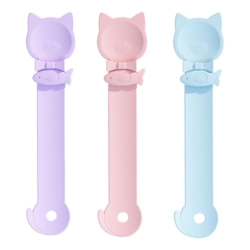 curfair Cat Treat Löffel, 3pcs Katzenjoghurtlöffel, Katzenstreifen -Feeme -Löffel, Happy Löffel für Katzen, Katze Licky Scoop, Katzennasse -Behandlungs -Spender zum Quetschen Püree und flüssig von curfair