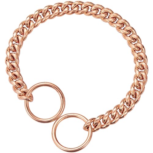 curfair Haustier Halsband Haustier Mode Zubehör Edelstahl Haustier Halskette Modisch Langlebig Halsband für Haustiere Rose Gold L von curfair