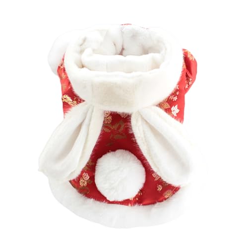 curfair Hund Wintermantel Winter Haustier Mantel für Wärme Weicher Bequemer Hundemantel mit Hasenschwanz Dekoration Warme Winter Haustier Kleidung Rot L von curfair