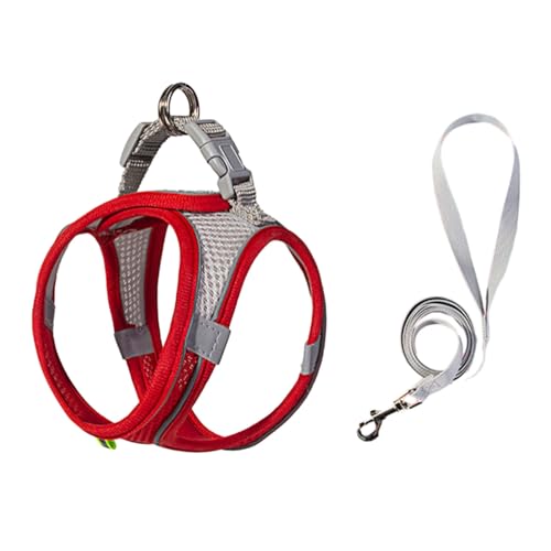 curfair Körperform passende Haustierweste atmungsaktives Geschirr Sure Here's A Product Title for with Leash Mesh Reflective Step-in Adjustable Buckle No Pull Red XXS von curfair