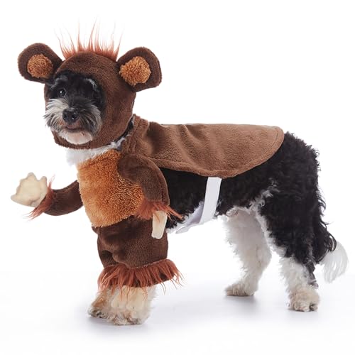 curfair Pet Funny Clothes Costume Set Soft Breathable Adjustable Outfits for Dogs Halloween Christmas Cosplay with Fastener Tape Closure Fun Playful Dress-up Brown M von curfair