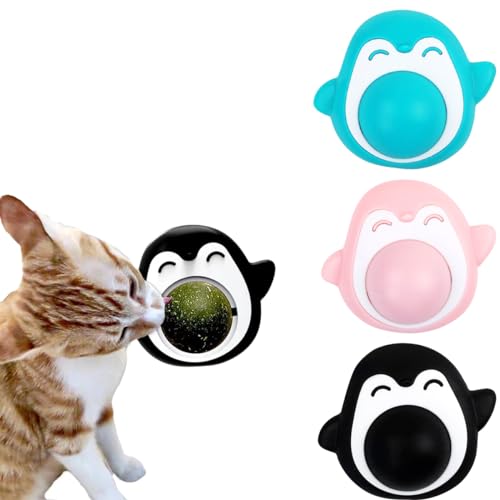 cwdvovy 3 Stück Katzenminze Ball, 360° Drehbare Hierba Gatera para Gatos Balls, Catnip para Gatos mit Aufbewahrungsdeckel, Katzenminze Spielzeug, Wand Catnip Balls Toys von cwdvovy