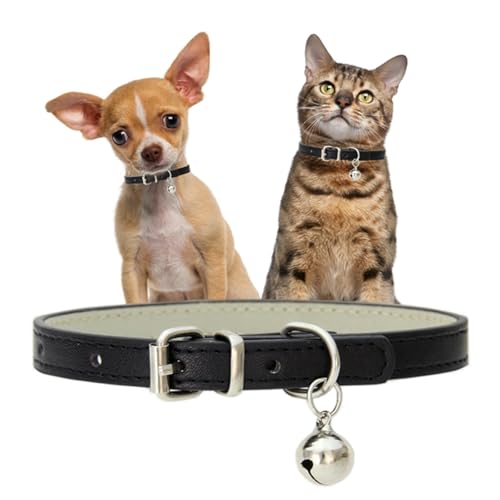 Hundehalsband für kleine Hunde mit Glöckchen, Kunstleder, mit Glöckchen, für Jungen, für XXS, XS, S, M, für männliche Hunde, kleine Katzen, kleine Tiere, Größe S von cyhaen