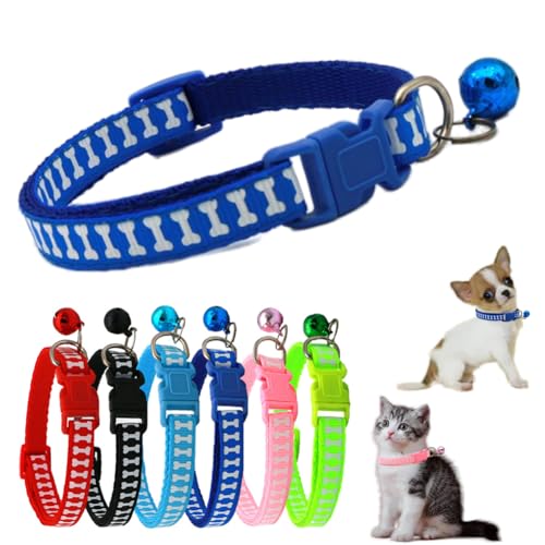 Hundehalsband für kleine Welpen mit Glöckchen, weiches Nylon, mit Glöckchen, für XXS, XS, kleine Haustiere, Katzen, weiblich, Kätzchen, Mädchen, Jungen, Tier, Halsumfang 19,1 - 32,5 cm, Königsblau von cyhaen