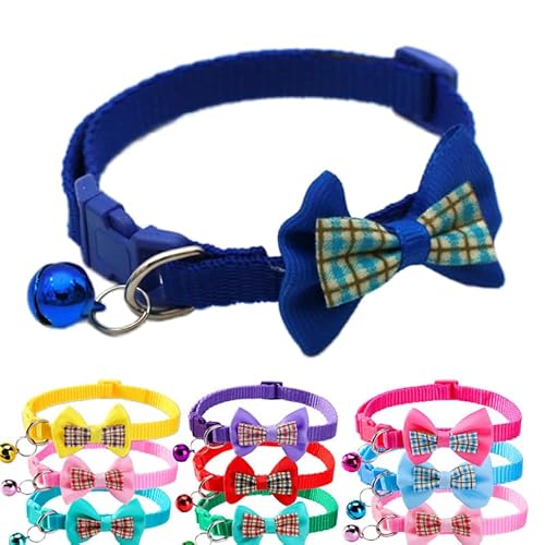 Welpenhalsband mit Glöckchen, weiches Nylon, Identifikation, blaues Katzenhalsband, Glocke für Hundehalsband mit Fliege, verstellbare Schnalle, für XXS, XS, kleine Haustiere, weibliche Jungen, Hunde, von cyhaen