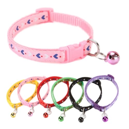 XXS Hundehalsband mit Glöckchen, weiches Nylon, Identifikation, Rosa, Katzenhalsband für Mädchen, Welpen, Halsband mit Glöckchen, verstellbare Schnalle, für XXS, XS, kleine Hündinnen, Halsumfang 19,1 von cyhaen