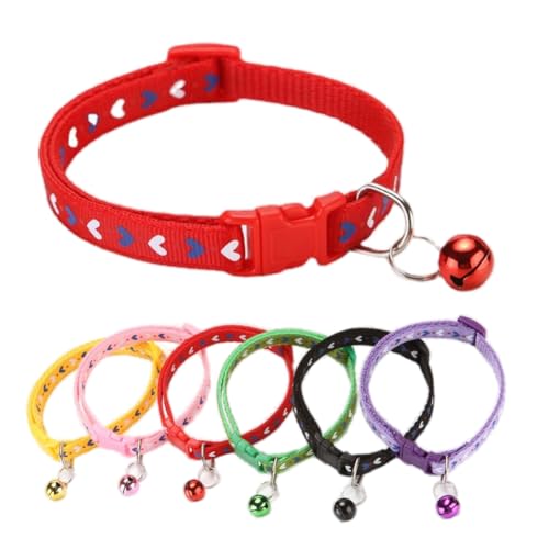 XXS Hundehalsband mit Glöckchen, weiches Nylon, für Mädchen, Welpen, Halsband mit Glöckchen, verstellbare Schnalle, für XXS, XS, kleine Hündinnen, Halsumfang 19,1 - 32,5 cm, Rot von cyhaen