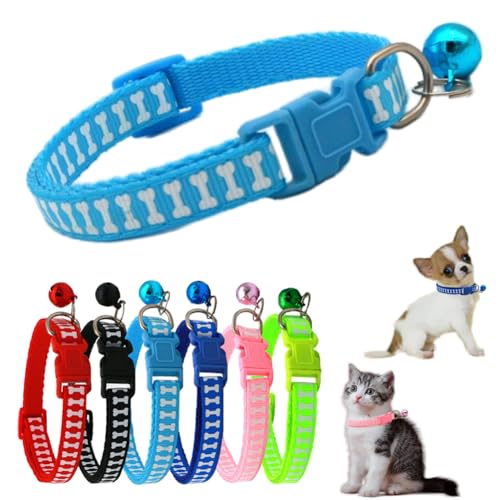 Xs Hundehalsband mit Glöckchen, weiches Nylon, Identifikation, blau, Katzenhalsband mit Glöckchen, für XXS, XS, kleines Mädchen, Welpen, Haustier, weibliches Kätzchen, Mädchen, Tier, Halsumfang 19,1 - von cyhaen