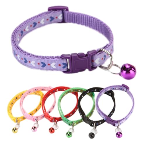 Xs Hundehalsband mit Glöckchen, weiches Nylon, Identifikation, violett, Katzenhalsband für Mädchen, Welpen, Halsband mit Glöckchen, verstellbare Schnalle, für XXS, XS, kleine Hündinnen, Halsumfang von cyhaen