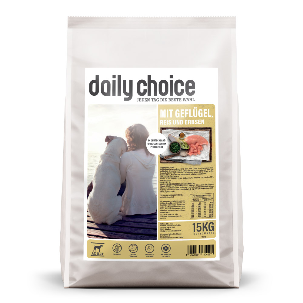 daily choice | mit Geflügel, Reis und Erbsen | Basic | 15 kg von daily choice