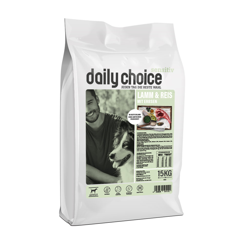 daily choice | Lamm und Reis mit Erbsen | Sensitiv | 2 x 15 kg von daily choice