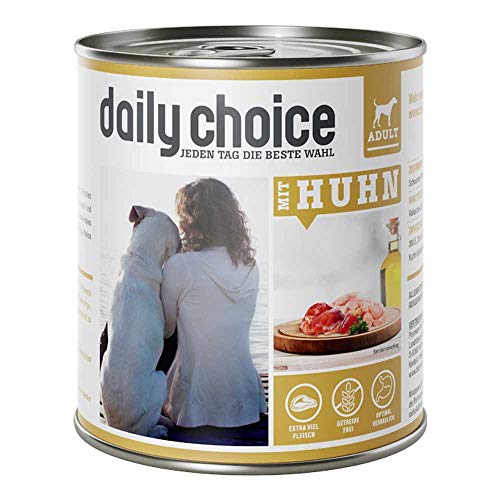 daily choice - 24 x 800 g - Nassfutter für Hunde - getreidefrei - Mit Huhn - 70% Frischfleisch- und Innereienanteil Optimale Verträglichkeit von daily choice