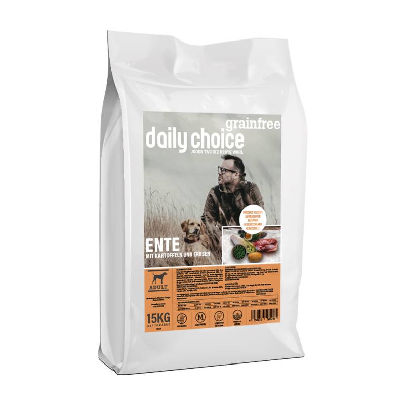 daily choice | Ente mit Kartoffeln und Erbsen | Grainfree | 2 x 15 kg von daily choice