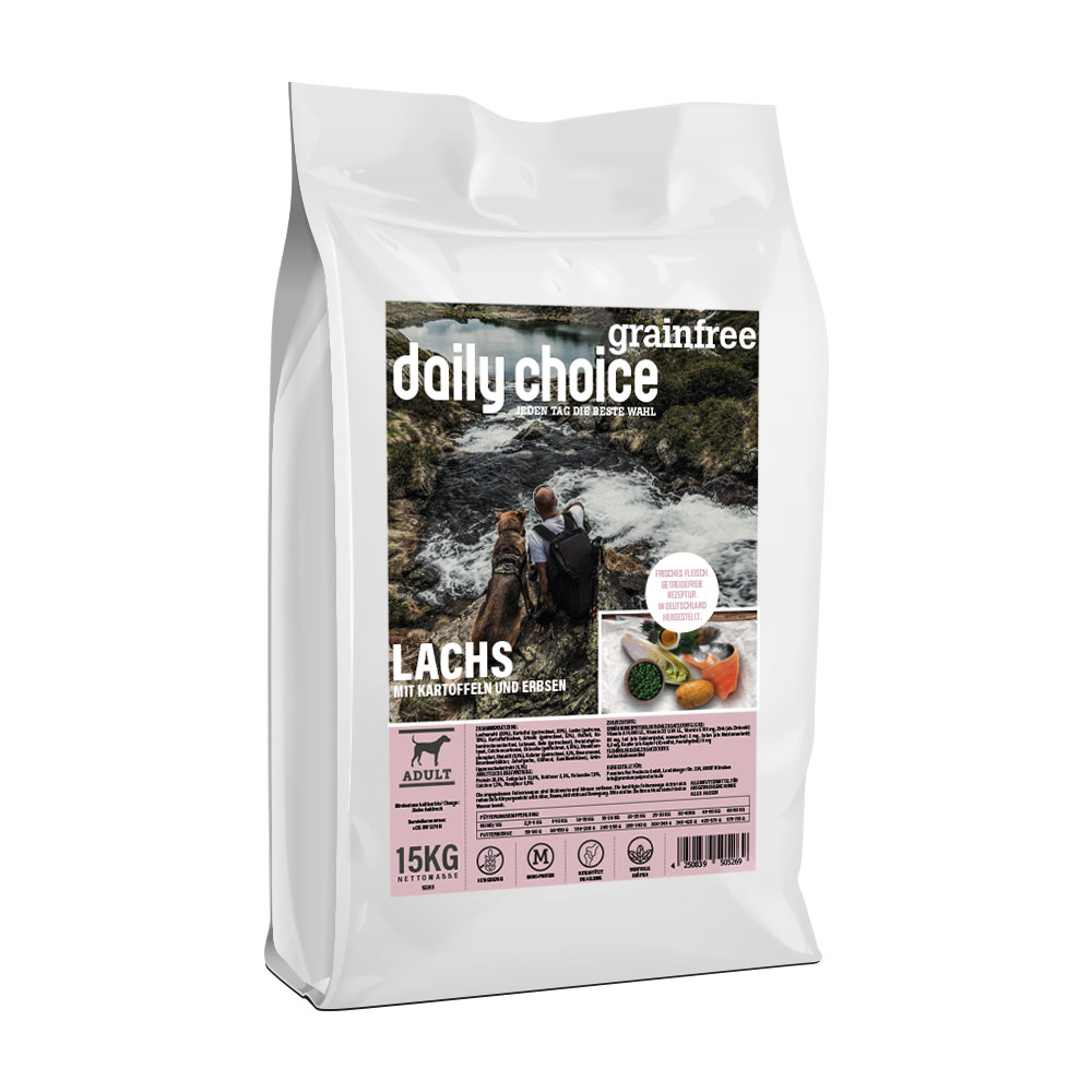 daily choice | Lachs mit Kartoffeln und Erbsen | Grainfree | 2 x 15 kg von daily choice