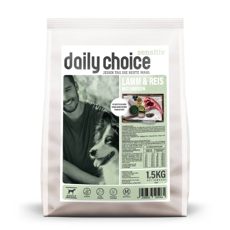 daily choice | Lamm und Reis mit Erbsen | Sensitiv | 1,5 kg von daily choice