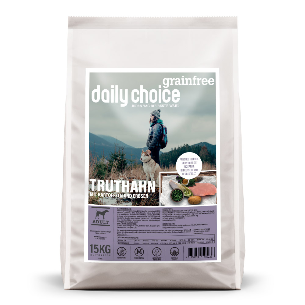 daily choice | Truthahn mit Kartoffeln und Erbsen | Grainfree | 15 kg von daily choice