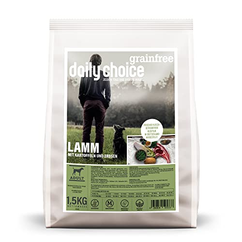 daily choice grainfree - 1,5 kg - Trockenfutter für Hunde - getreidefrei - Lamm mit Kartoffeln und Erbsen - Monoprotein mit Frischfleisch - Enthält Chicorée, Grünlippmuschel und wertvolle Kräuter von daily choice