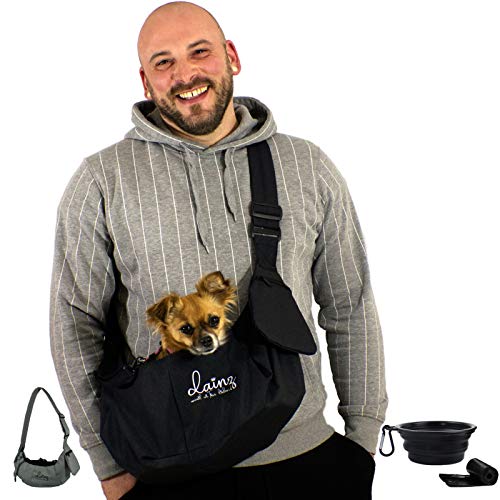 dainz® dainz® Hundetragetasche/Hundetasche für kleine Mini-Hunde bis MAXIMAL 3KG inkl. Anschnallgurt & Zubehör | Hundetragetuch für kranke & alte Hunde | Welpentasche für langes Gassi gehen von dainz