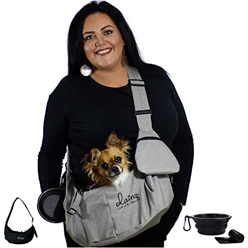 dainz® Hundetragetasche/Hundetasche für kleine Mini-Hunde bis MAXIMAL 3KG inkl. Anschnallgurt & Zubehör | Hundetragetuch für kranke & alte Hunde | Welpentasche für langes Gassi gehen von dainz