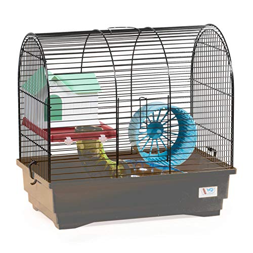 decorwelt Hamsterkäfige Grau Außenmaße 40x25x39 Nagerkäfig Hamster Plastik Kleintier Käfig mit Zubehör von decorwelt