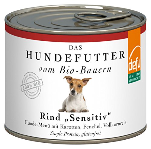 defu Hundefutter | 12 x 200 g | Bio Rind Sensitiv | Premium Bio Nassfutter Menü | Alleinfuttermittel für Hunde von defu