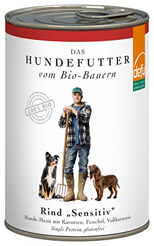 defu Hundefutter | 12 x 410 g | Bio Rind Sensitiv | Premium Bio Nassfutter Menü | Alleinfuttermittel für Hunde von defu