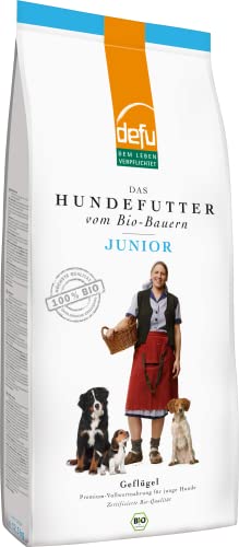 defu Hundefutter | 3 x 3 kg | Junior Bio Geflügel | Premium Bio Trockenfutter für Junge Hunde von defu