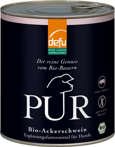 defu Hundefutter | 1 x 800 g | PUR Bio Ackerschwein | Premium Bio Nassfutter | Ergänzungsfuttermittel für Hunde von defu