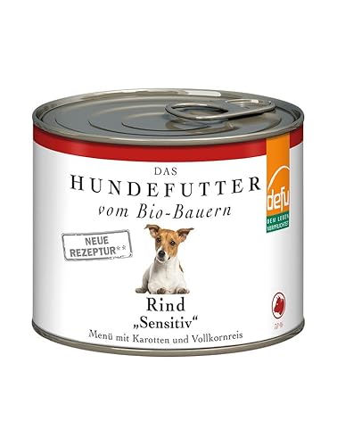 defu Hundefutter | 1 x 200 g | Bio Rind Sensitiv | Premium Bio Nassfutter Menü | Alleinfuttermittel für Hunde von defu